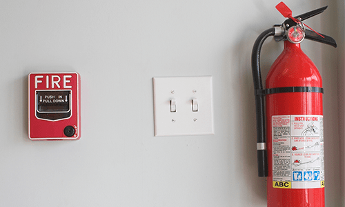fire alarm and fire extinguisher
