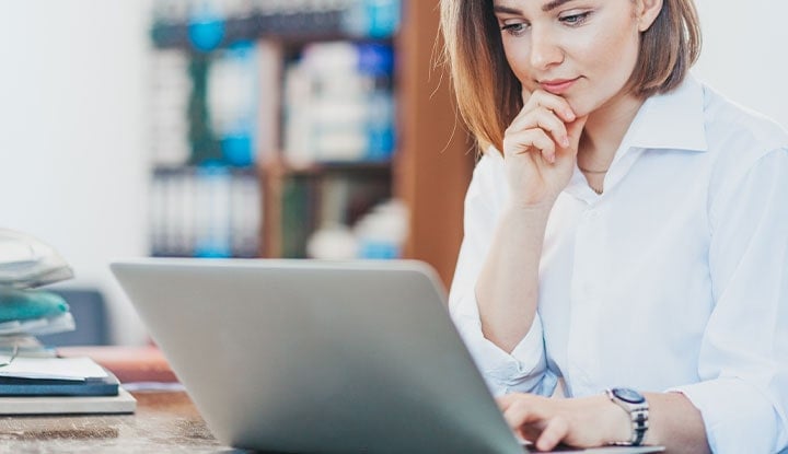 woman using laptop