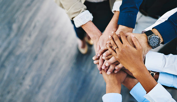 People joining hands