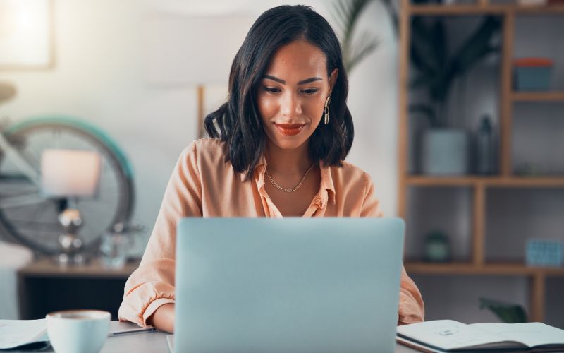 woman typing on computer